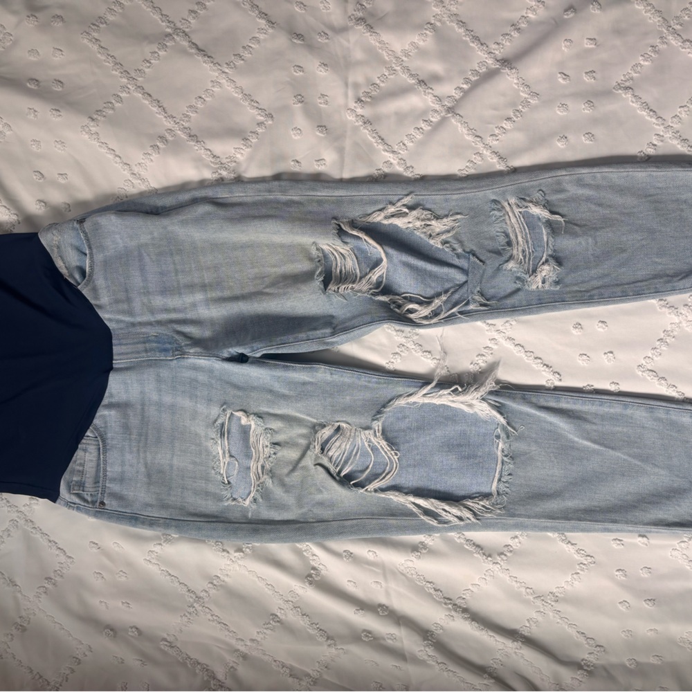 Maternity Distressed Light Blue Jeans